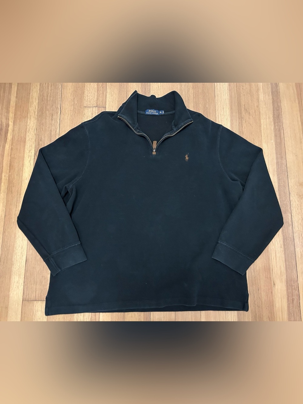 Polo Ralph Lauren Estate Rib 1/4 Zip Pullover Sweater Black Men's Size XL
